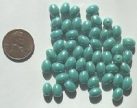 50 8mm Opaque Turquoise Lustre Ovals